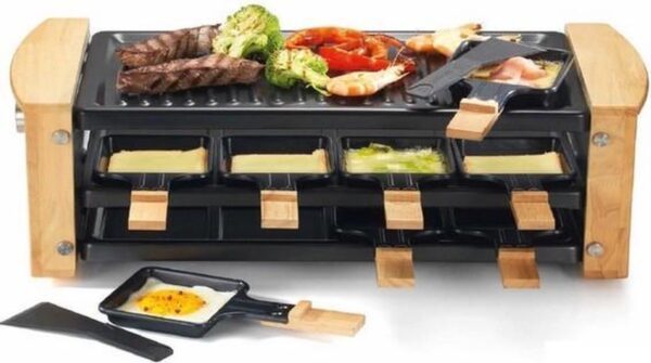 KitchenChef KCWOOD.8RP raclette 8 persoon/personen Zwart, Hout 1200 W (3485617779766)