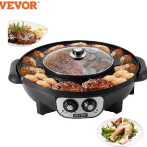 Comfort Living - Vevor Koreaanse BBQ en Hotpot Elektrische Set - Geniet van een Koreaanse Grill en Hotpot Ervaring - Gourmetstel met Steengrill - Zwart (6151200692619)