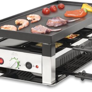 Solis Raclette & Pizza Grill - Gourmetstel 8 Personen - Raclette Gourmet Stel - Tafelgrill met 4 Verschillende Functies (7611210977612)