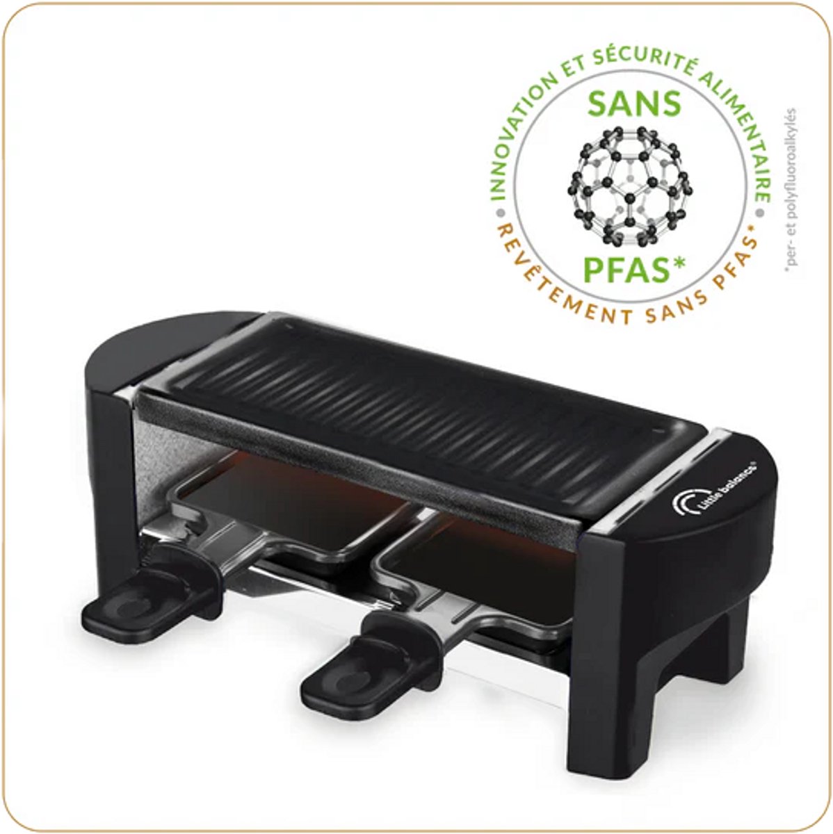 Little Balance 8559- Raclette & gourmetset - 2 personen - 320 Watt - PFAS vrij - zwart (3760240785590)