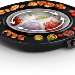 Princess Gourmetstel - Table Chef Pirouette Ø45cm - 103260 - 1100W - 8 Personen - PFAS-Vrij - Grillplaat - Ronddraaiende plaat - Regelbare thermostaat - 2 meter snoer (8711658519883)