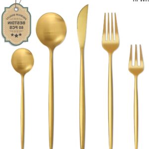 RFWR® 60-delige Bestekset voor 12 Personen in Mat Goud - Hoogwaardig Roestvrij Staal, Vaatwasmachinebestendig (8721316128869)