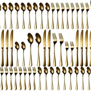 RFWR® Elegante 60-delige bestekset voor 12 personen - Hoogglans en vaatwasmachinebestendig goud (8721316012731)