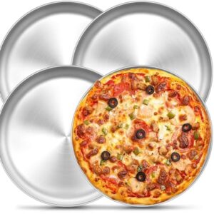 Ronde Pizza Plate Set van 4 - 30 cm, Roestvrij Staal, Voor Bakken en Serveren - Gezond en Vaatwasserbestendig (6153621553524)