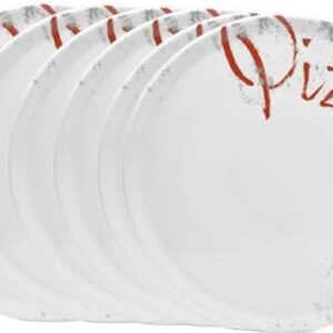 Italian Pizza Plates 33 cm Set of 6 - Microwave and Dishwasher Safe Porcelain (9101009022107)