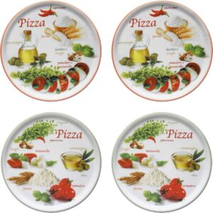 Kleurrijke Pizzaborden Set van 4 - Diameter 32 cm - Porseleinen Borden voor Antipasti en Pizza (9101043005401)