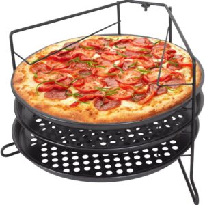 Pizza bakset met geperforeerde pizzaplaat en 3 pizzapannen - 28 cm pizzabakplaat en 25 cm pannen met antiaanbaklaag voor oven, grill en barbecue (9101031941827)