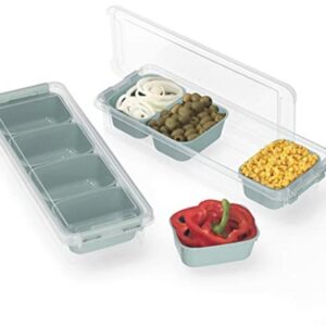 Pizzabedingstation met 4 inzetstukken en deksels - ideaal voor verse ingrediënten (9101002583704)