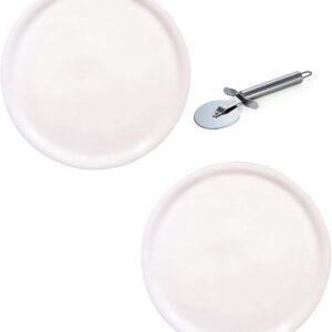 Pizzaborden Set van 2 Ø33cm met Pizzasnijder - Tijdloos Wit Porselein (9101044566413)