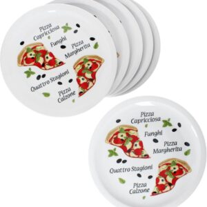 Set van 6 Grote Pizza Borden XL - Porselein Ø 30.5 cm met Pizzadesign (9101050387255)