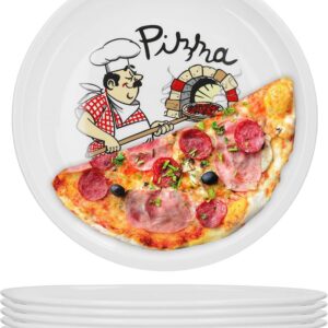 Set van 6 Italiaanse Pizzaborden - XL Porseleinen Borden voor Pizza en Pasta, Magnetron- en Vaatwasmachinebestendig, Stapelbaar (9101042579750)