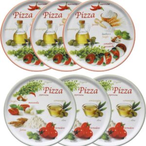 Set van 6 pizzaplaatjes Ø 33,8 cm - groot - 6 personen - pizza borden met 2 decoraties (9101044407624)