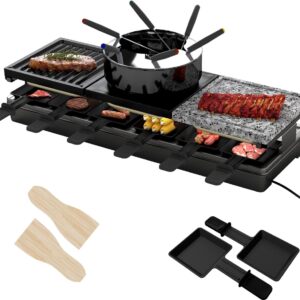 ACXIN 1650W Raclette Grill 12 Personen, 3-in-1 met Steenplaat en Fondue (0751203694939)