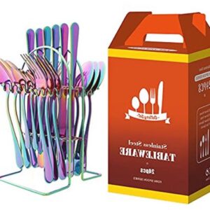 Premium roestvrijstalen bestekset met houder - 25-delig, vaatwasmachinebestendig, perfect als cadeau (9101002825866)