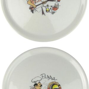 Set van 2 Porseleinen Pizzaborden Ø 31 cm met Pizzabakker Decoratie (9101093477401)