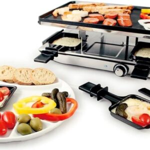 Zyrex® Gourmetstel 8 personen - Gourmetstellen - Gourmet - Zwart en Zilver -‎ 26cm x 51cm x 13cm (6153230211242)