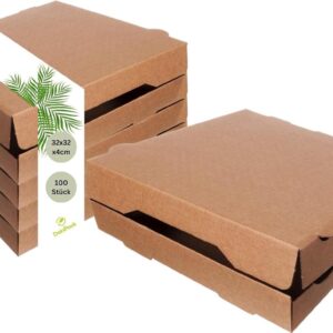 100 Stuks Pizzadozen 32x32 cm Vierkant - Composteerbaar en Gemaakt van Gerecycled Karton (9101146127413)