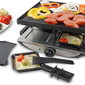 Florixa® Gourmetstel 4 personen - Gourmetstellen - Gourmet - Zwart en Zilver -‎ 26cm x 30cm x 13cm (6153231489435)