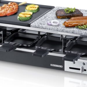 Melissa Gourmetstel 8 personen - Steengrill en Grillplaat - 1300W - 16300027 Raclette - Zwart (5707160022235)