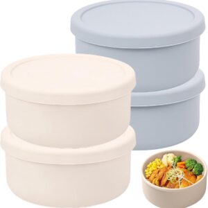 Set van 4 pizzadeegboxen met deksel - rond 14,5 cm - siliconen pizzabollenbox - fermentatiebox voor deeg - inklapbaar - anti-aanbak (9101107192214)