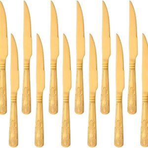 12 Delige Steakmessen Set van Roestvrij Staal met Elegante Gouden Afwerking voor Thuis en Restaurant (9101017283569)