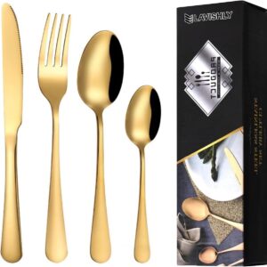 16-delige Gouden Bestekset RVS voor 4 Personen - Spiegelglad Gepolijst & Vaatwasserbestendig (9101031095728)