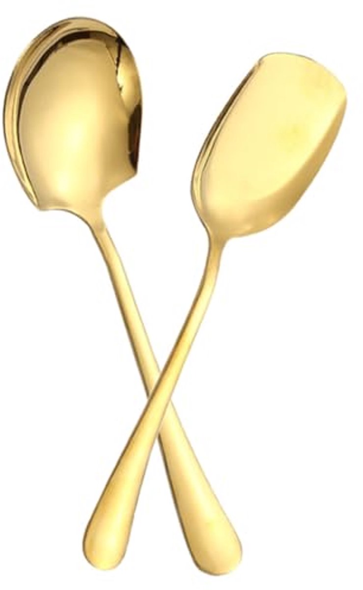 2 Stuks Gouden Serveergerei Lepels voor Restaurant en Thuisgebruik (6153950221231)