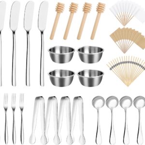 34-Delige Charcuterie Set - Roestvrij Staal Accessoires voor Kaasplank met Kaasspreiders, Vorken, Lepels, Serveertang, Honingdippers en Sauskopjes (9101032196257)