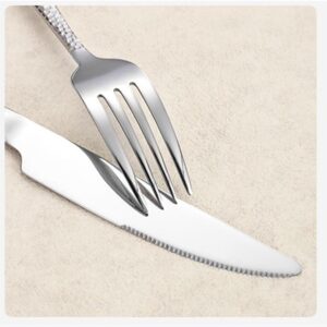 Bestekset Roestvrijstaal - Waterkubus Servies - Dineren en Feestdagen - Gehamerd Design - 30 Delig - Goudkleurig (9101156428395)