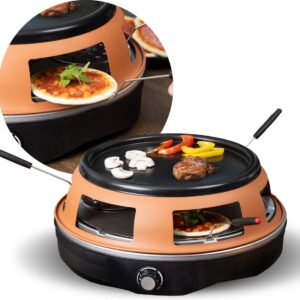 BluMill Pizza Oven en Gourmetstel - 2 in 1 - 6 Persoons - Mini Pizza Oven - Temperatuurregelaar - Incl. Spatels - 1200W (8720663027207)