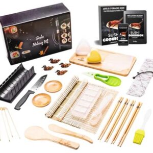 Brodevet Sushi Set 2025 - 29-delig met praktische gids, receptenboek, Onigiri-vorm, bamboetapijt, Sushi Go, Chinese toverstaf en accessoires voor sojasaus (9101007731537)