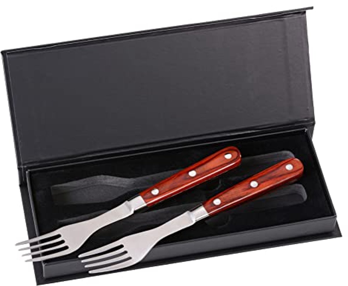 Chique Steakvorkset van Roestvrij Staaldesign - 2 Stuks (6153806867804)
