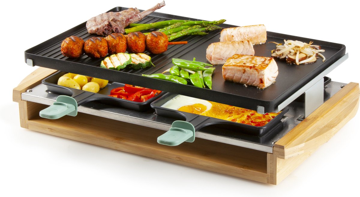 DOMO DO9246G - Gourmetset Bamboo - 8 pannen + 4XL diepe pannen - Zwart (5411397147455)