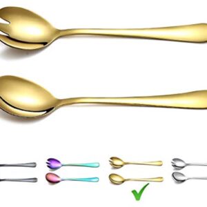 Gouden Salade Server Set van Roestvrij Staal met Titanium Vergulding (6153951113139)