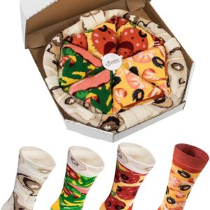 Grappige Pizzasokken in een Cadeaubox - 4 Paar Sokken met Verschillende Toppings (9101030466413)