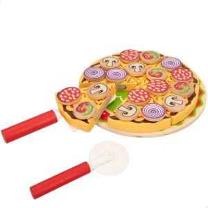 Houten Pizza Speelgoedset met Klittenband - 27 Delen Houten Keukenspeelgoed voor Kinderen (9101083969466)