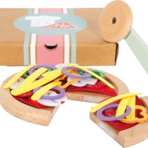 Houten Pizzaset - Rollenspel Keuken - Kinderen Spelen - Inclusief Beleg - 19 x 19 cm (9101157100115)