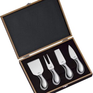 Luxe 4-delige kaasmessenset in houten geschenkdoos (9101059661752)