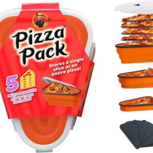 PIZZA PACK The Perfect - Herbruikbare Opbergcontainer met 5 Magnetronbestendige Dienbladen - Verstelbare Slice Container om Ruimte te organiseren en ruimte te besparen - BPA-vrij, Magnetron- en (9101173894647)