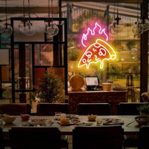Pizza Neon Bord - Winkeldecoratie Licht - Zaken Aantrekken - Duidelijk Zichtbaar - 30x20cm - Roze Geel Rood (9101174866438)
