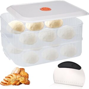 Pizza ball box met deksel, 31 × 23 × 9 cm, inclusief roestvrijstalen deegkaart en datumweergave voor vers pizzadeeg en andere deegsoorten. (3257719496823)