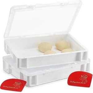 Pizzaballenbox voor thuis, stapelbare deegbox met ademend deksel, 30 x 40 x 8,5 cm, 2 stuks van voedselveilige kunststof (9101042109537)