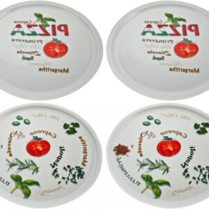 Pizzaborden Rond - Platte Borden - Italiaans Eten - Vaatwasmachinebestendig - 30cm Diameter - Wit Mediterraan Motief (9101179151614)