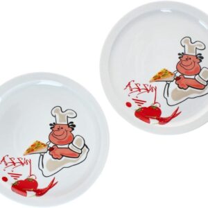 Pizzaborden Set - XL Platte Borden - Pizza Eten - Comic Pizzabakker Decor - Diameter 30.5 cm - Meerkleurig (9101177796879)