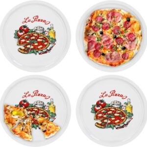 Pizzaborden Set - XL Serveerborden - Italiaans Diner - Zware Porseleinkwaliteit - Ø 305 cm - Wit Grijs (9101174825312)