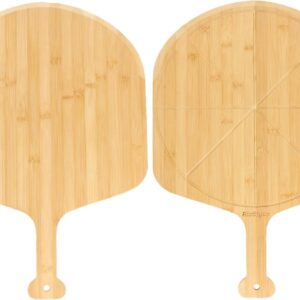 Pizzaschep Set - Pizza Schil Bamboe - Zelfgemaakte Pizza's - Dubbelzijdig Gebruik - 14 Inch Schil - Natuurlijk (9101174860771)