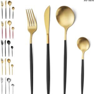 RFWR® 24-delige roestvrijstalen bestekset voor 6 personen - zwart goud mat, vaatwasserbestendig (8721316128593)