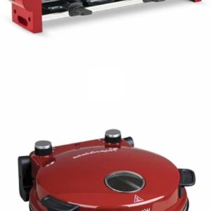 Raclette en Pizza Oven - Steengrill Apparaat - Gezellige Avonden - 350 Graden Pizza - 4 Persoons - Rood Zwart (9101178456260)