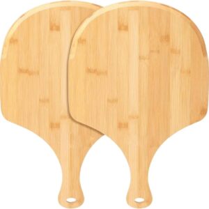 Set van 2 bamboe pizzaschillen 30,5 cm en extra grote snijplank 15x20 inch - Duurzaam bamboe snijplank en pizza schaal met handvatten voor 12 inch pizza oven en het snijden van fruit, kaas en brood (9101106581835)