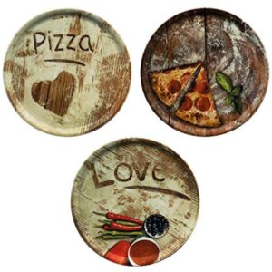 Set van 3 Decoratieve Pizzaborden Ø 33,3 cm - Porselein met Unieke Motieven (9101067666114)
